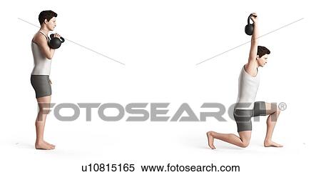 Stock Illustration - Person using kettlebell, illustration. Fotosearch