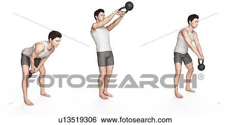 Stock Illustration - Person using kettlebell, illustration. Fotosearch