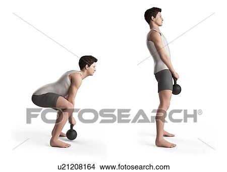 Stock Illustration - Person using kettlebell, illustration. Fotosearch