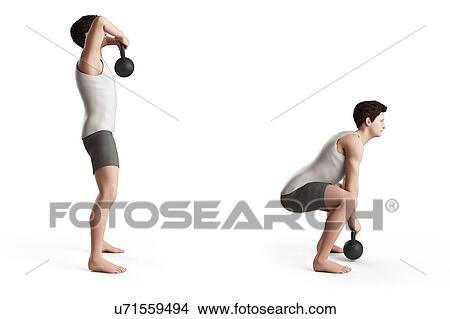 Person using kettlebell, illustration View Large Illustration Stock Illustration - Person using kettlebell, illustration. Fotosearch