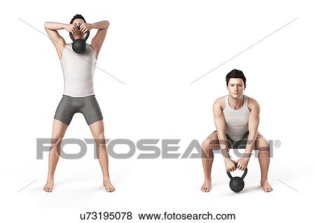 Person using kettlebell, illustration View Large Illustration Stock Illustration - Person using kettlebell, illustration. Fotosearch