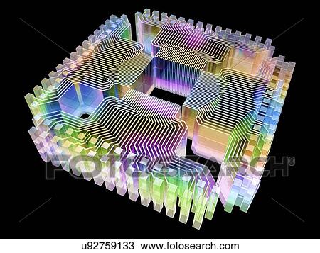 Stock Image - "Quantum computer, electronic circuitry". Fotosearch