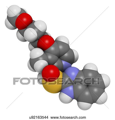 Picture - Rabeprazole gastric ulcer drug molecule. Fotosearch