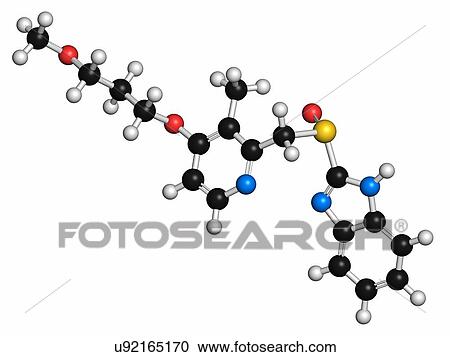 Stock Image - Rabeprazole gastric ulcer drug molecule. Fotosearch