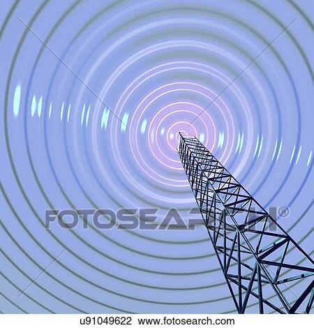 Stock Image - Radio communications tower. Fotosearch