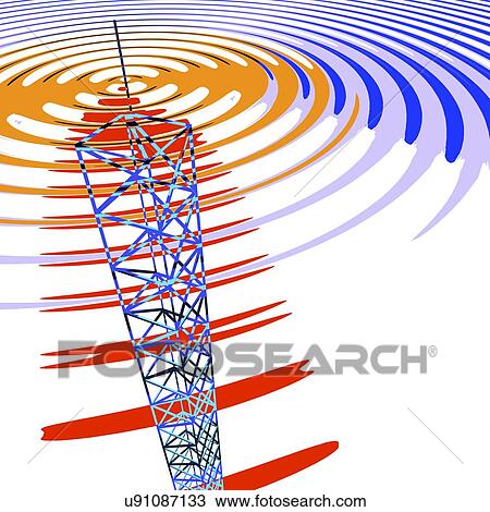 Stock Image - Radio communications tower. Fotosearch