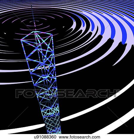 Stock Image - Radio communications tower. Fotosearch
