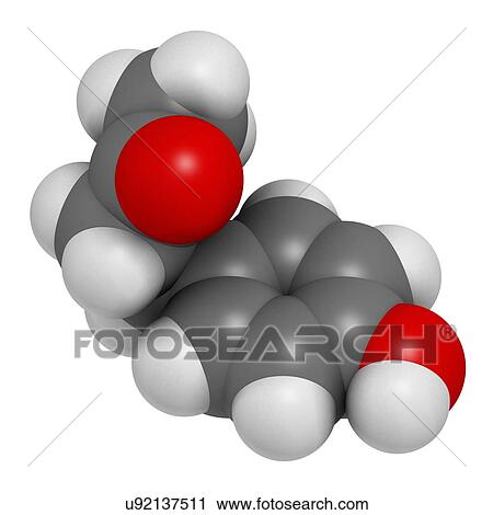 Stock Image - Raspberry ketone molecule. Fotosearch