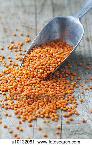 Stock Image - Red split lentils. Fotosearch