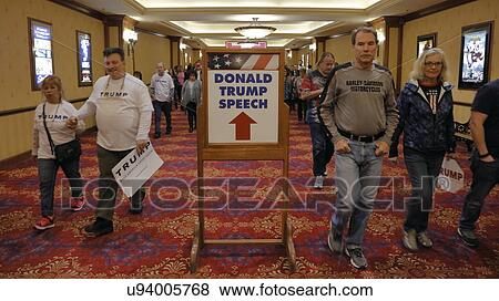 Stock Photo - Republican Donald J. Trump Presidential Rally the night before Nevada Caucus, South Point Hotel & Casino, Las Vegas, Nevada.. Fotosearch