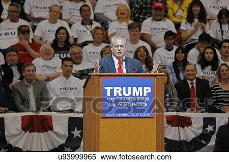 Stock Photography - Republican Donald J. Trump Presidential Rally the night before Nevada Caucus, South Point Hotel & Casino, Las Vegas, Nevada.. Fotosearch