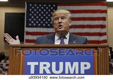 Stock Image -  Republican presidential candidate Donald Trump campaign rally at the South Point Arena & Casino in Las Vegas. Fotosearch