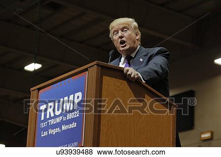 Stock Photo -  Republican presidential candidate Donald Trump campaign rally at the South Point Arena & Casino in Las Vegas. Fotosearch