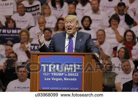 Stock Photo -  Republican presidential candidate Donald Trump campaign rally at the South Point Arena & Casino in Las Vegas. Fotosearch