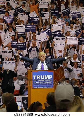 Stock Photograph -  Republican presidential candidate Donald Trump campaign rally at the South Point Arena & Casino in Las Vegas. Fotosearch