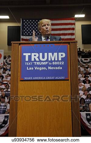 Stock Photograph -  Republican presidential candidate Donald Trump campaign rally at the South Point Arena & Casino in Las Vegas. Fotosearch