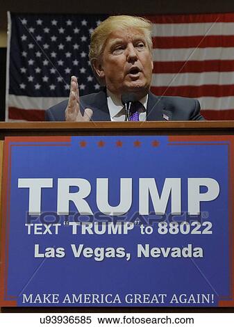 Stock Photography -  Republican presidential candidate Donald Trump campaign rally at the South Point Arena & Casino in Las Vegas. Fotosearch