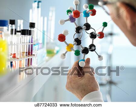 Scientist holding molecular model in laboratory View Large Photo Image Stock Image - Scientist holding molecular model in laboratory. Fotosearch