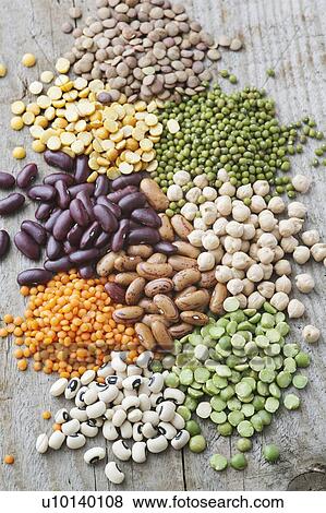 Stock Photo - Selection of beans, lentils and peas. Fotosearch