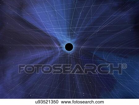 Stock Image - Spacetime Warped by a Black Hole. Fotosearch