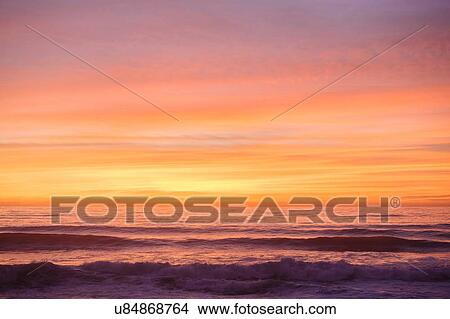 Picture - "Sunset over ocean, San Diego, California, USA". Fotosearch