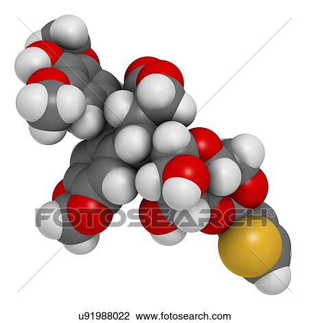 Stock Image - Teniposide cancer drug molecule. Fotosearch