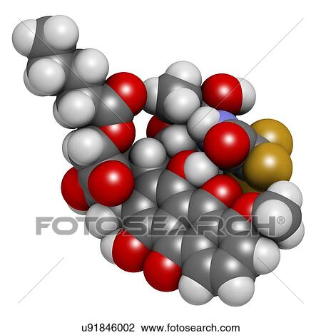 Stock Image - Valrubicin bladder cancer drug molecule. Fotosearch