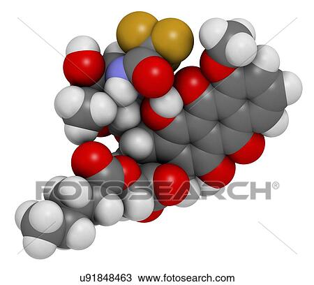 Stock Image - Valrubicin bladder cancer drug molecule. Fotosearch