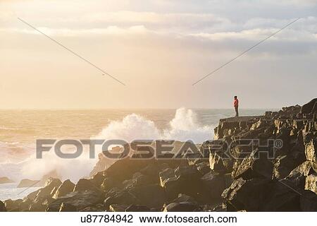 Stock Image - Waves hitting rock, Snaefellsnes peninsula. Fotosearch