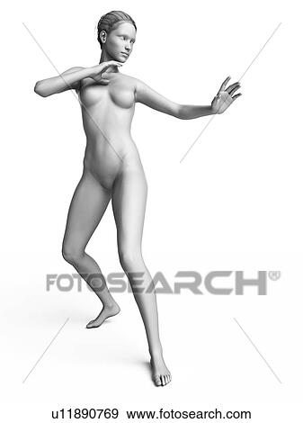 Stock Illustration - Woman with her arm out, illustration. Fotosearch