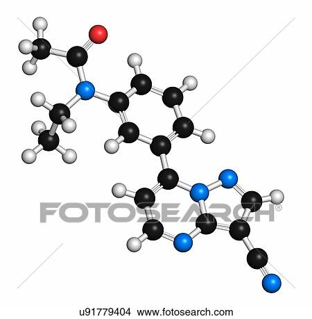 Picture - Zaleplon hypnotic drug molecule. Fotosearch
