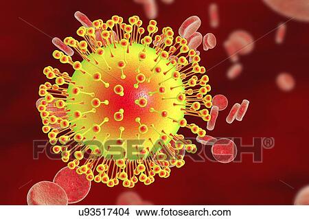 Picture - "Zika virus in blood, illustration". Fotosearch