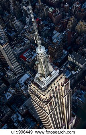 Aerial view of Empire State Building View Large Photo Image Stock Photo - Aerial view of Empire State Building. Fotosearch