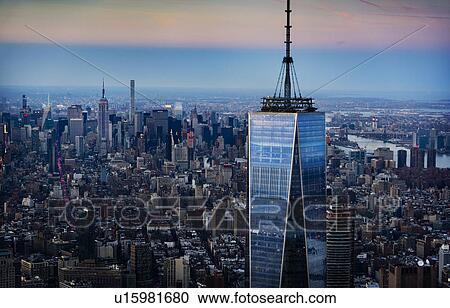 Aerial view of One World Trade Center View Large Photo Image Stock Image - Aerial view of One World Trade Center. Fotosearch