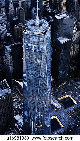 Stock Photo - Aerial view of One World Trade Center. Fotosearch