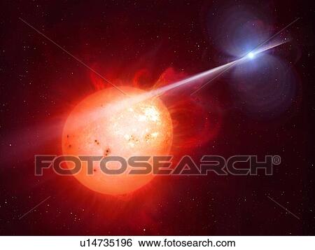 Stock Photograph - Artwork of binary star AR Sco. Fotosearch