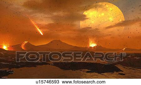 Artwork of the primordial Earth View Large Photo Image Stock Image - Artwork of the primordial Earth. Fotosearch