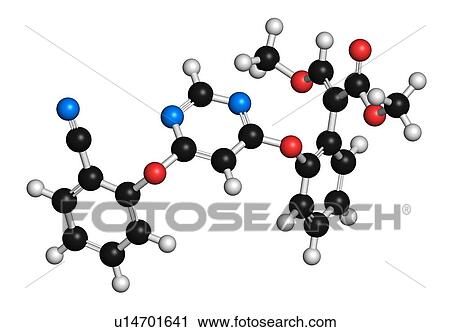 Stock Image - Azoxystrobin molecule, illustration. Fotosearch