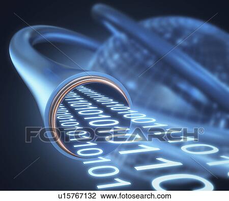 Stock Image - Binary code and Earth, illustration. Fotosearch