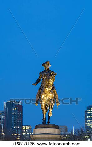 Boston Public Garden, Statue of George Washington on horse at dusk View Large Photo Image Stock Photograph - Boston Public Garden, Statue of George Washington on horse at dusk. Fotosearch