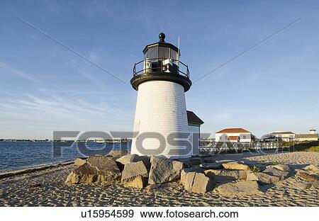 Stock Photo - Brant Point Lighthouse in sunlight. Fotosearch