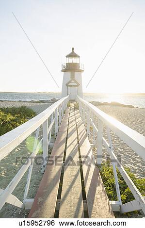 Stock Photograph - Brant Point Lighthouse in sunlight. Fotosearch