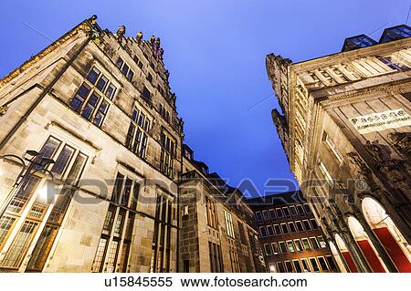 Stock Photography - Bremen Old Town architecture at evening Bremen, Germany. Fotosearch