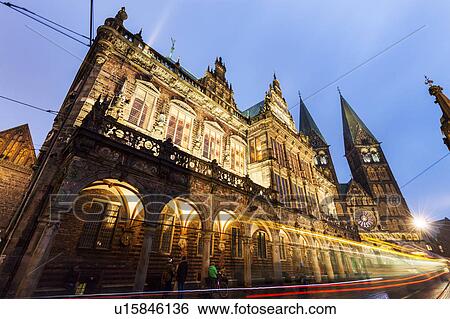 Stock Photograph - Bremen Rathaus and St Peter's Cathedral on Market Square Bremen, Germany. Fotosearch