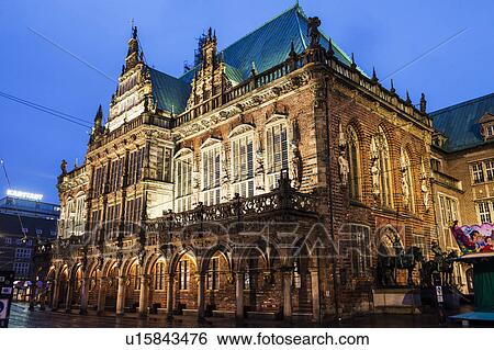 Stock Photograph - Bremen Rathaus on Market Square Bremen, Germany. Fotosearch
