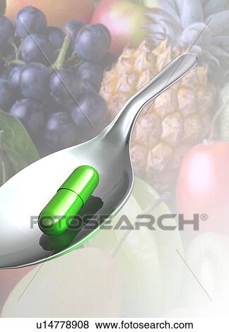 Stock Photo - Capsule on a spoon. Fotosearch