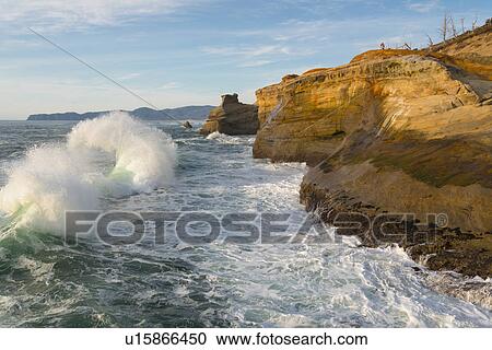 Stock Image - Cliffs over stormy sea. Fotosearch