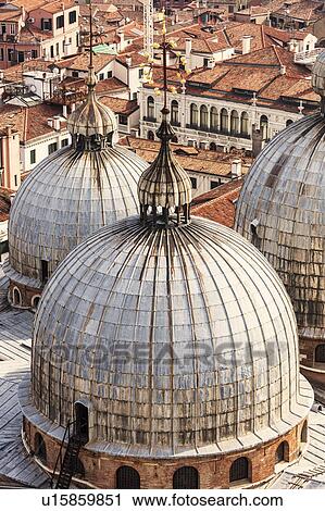 Stock Image - Domes of St Mark's Basilica in Venice Venice, Veneto, Italy. Fotosearch