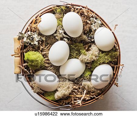 Stock Image - Eggs in basket. Fotosearch