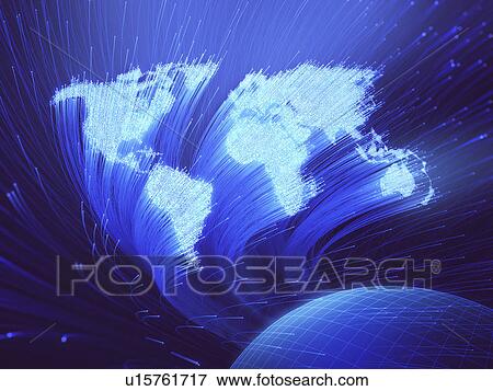 Fibre optic world map, illustration View Large Photo Image Stock Photo - Fibre optic world map, illustration. Fotosearch